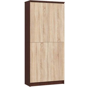 Офисный стеллаж R80 CLP, 2 дверцы и 8 полок, коричневый/дубовый, 80 × 180 × 35 см