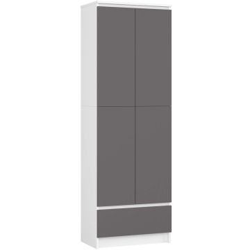 Офисный шкаф CLP R60, 2 дверцы, 1 ящик, белый/серый, 60 × 180 × 35 см