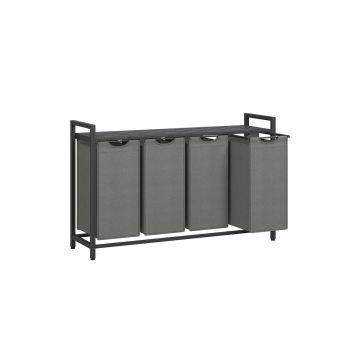 Корзина для белья с полкой 140 л., серо-черная