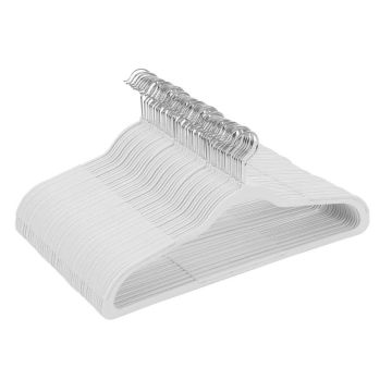 Plastikinių pakabų rinkinys 50 vnt., baltos spalvos