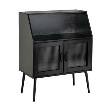 Bufetinė spintelė, Atvira lentyna ir 2 durelės, Juoda, 80,01 × 40,64 × 101,6 cm