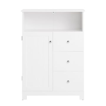 Напольный шкаф для ванной 58x33x86см., белого/серебристого цвета