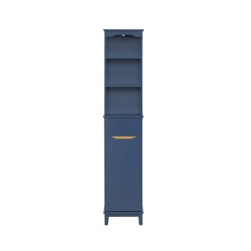 Напольный шкаф для ванной 35x30x170см., синий/светло-коричневый цвет