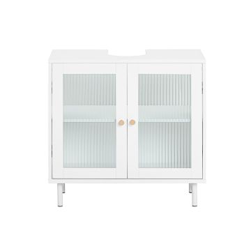Напольный шкаф для ванной под раковину 60x30x58см., белый/золотой цвет