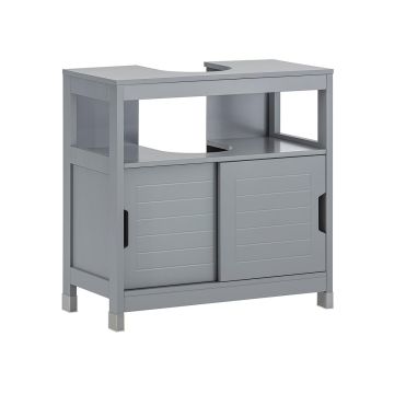 Напольный шкаф для ванной под раковину 60x30x60см., серого цвета