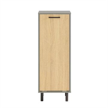 Шкаф для ванной с корзиной для белья 31,5x30x86см., серого/светло-коричневого цвета