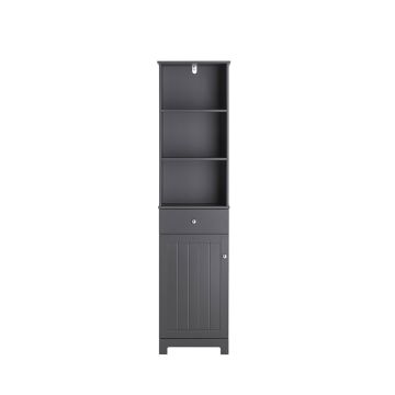 Напольный шкаф для ванной 40x35x161см., серого/серебристого цвета