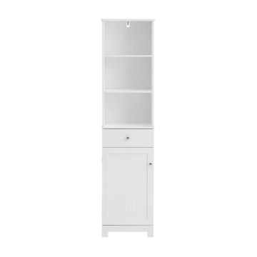 Напольный шкаф для ванной 40x35x161см., белого/серебристого цвета