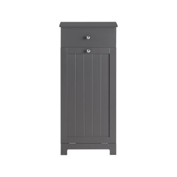 Шкаф для ванной с корзиной для белья 40x38x91см., темно-серого/серебристого цвета