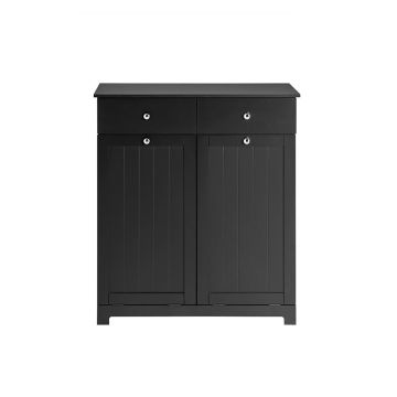 Шкаф для ванной с 2 корзинами для белья, 78x38x91см., черно-белый цвет