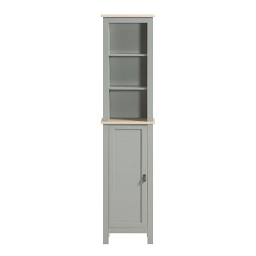 Напольный шкаф для ванной 39x30x169см., серого/светло-коричневого цвета