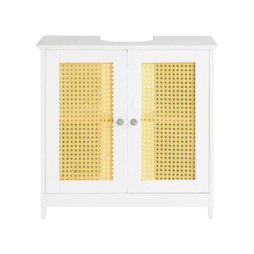 Напольный шкаф для ванной под раковину 60x35x58см., белого/желтого цвета