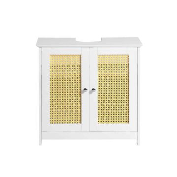 Напольный шкаф для ванной под раковину 60x35x58см., белого/желтого цвета