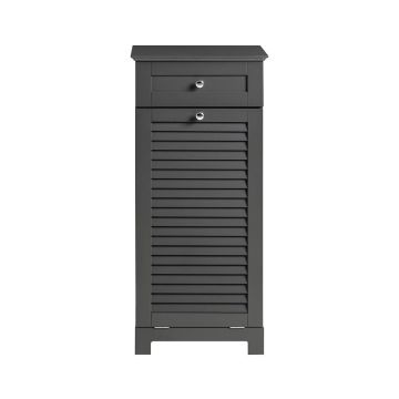 Шкаф для ванной с корзиной для белья 40x38x90см., черного/серебристого цвета