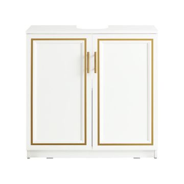 Напольный шкаф для ванной под раковину 60x30x61см., белый/золотой цвет