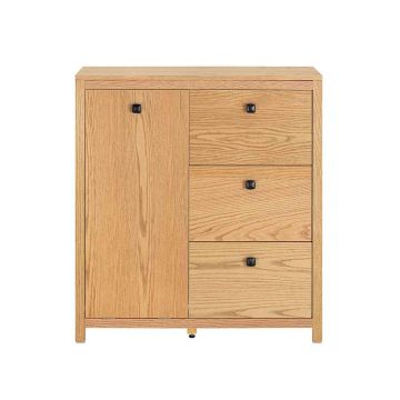 Тумба для ванной с корзиной для белья 80x35x90см., светло-коричневого/черного цвета