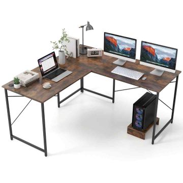 Rašomasis stalas 150x150x75cm., rudos/juodos spalvos