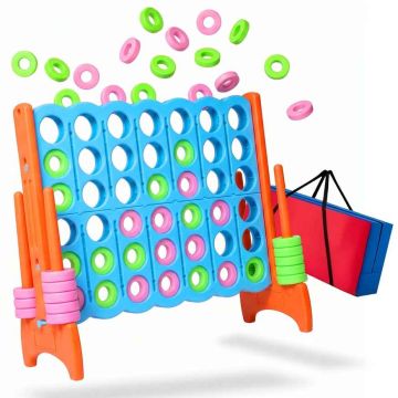 „Connect Four“ žaidimas Relaxdays, XXL, su krepšiu, Mėlyna/oranžinė, 120 × 110 × 55 cm