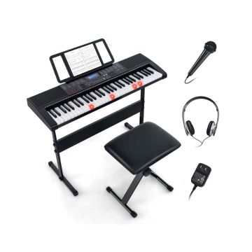 Skaitmeninis pianinas su taburetė, juodos/baltos spalvos
