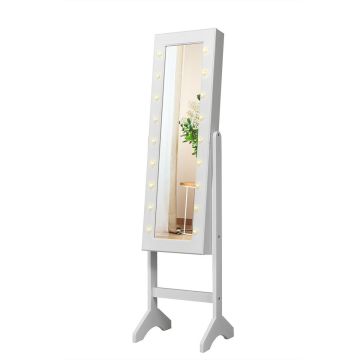 Pastatomas veidrodis-papuošalų spintelė 35x31,5x145cm., baltos/juodos spalvos