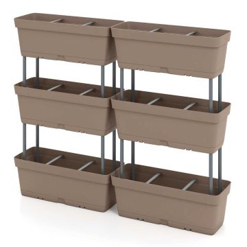 Rinkinys iš 6 gėlių vazonų 49x16x16cm., rudos spalvos
