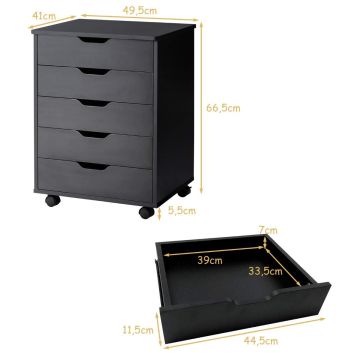 Storage cabinet, 5 drawers, 48.26 × 66.04 × 39.37 cm