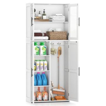 Storage cabinet, 6 levels, White, 70 × 168 × 30 cm