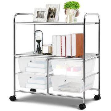 Storage trolley, 4 drawers, 2 shelves, 63.5 × 74.93 × 36.83 cm