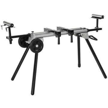 Darbo stalas skersinio pjovimo staklėms Durhand 245x73x96cm., juodos/sidabrinės spalvos