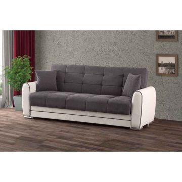 Daugiafunkcinė sofa-lova 3 vietų su daiktadėže, 220 x 85 x 91 cm, pilka + balta