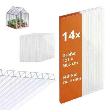Daugiasieniai polikarbonatiniai lakštai Relaxdays, 14 vnt., 4 mm, 60,5 × 121 cm
