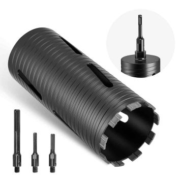 Deimantinė gręžimo karūnėlė VEVOR, M16, 3 adapteriai, Ø 102 × 241 mm