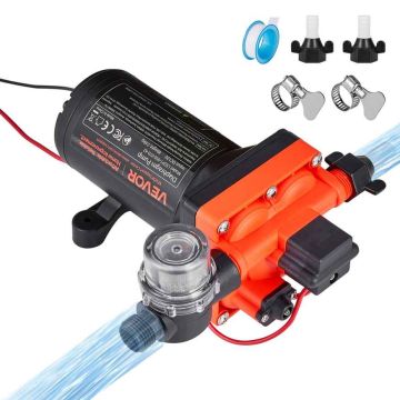 Diaphragm water pump VEVOR LSDP1-050-070-42, 12 V, 4 chambers, 31 × 15 × 13 cm