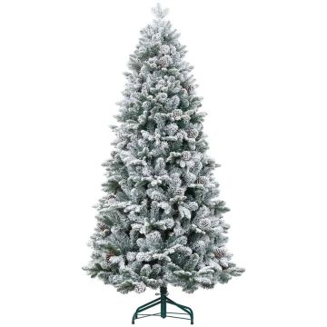 Artificial Christmas tree, with snow and pine cones, Green, Ø97 × 180 cm