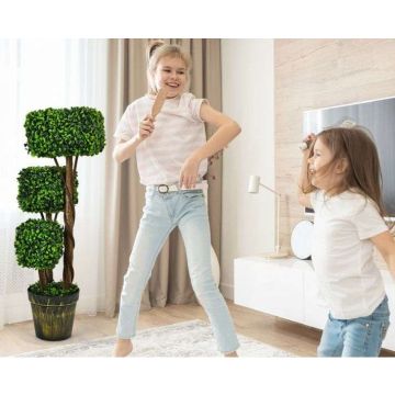 Artificial Topiary Tree, 3 Trunks and 3 Balls, 13.5 × 13.5 × 36 inches