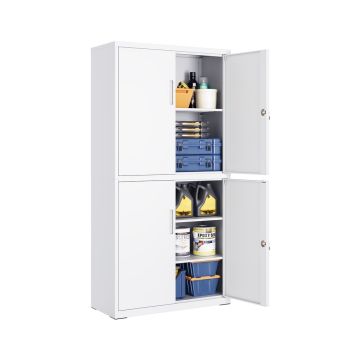 Dokumentų spinta SONGMICS OMC016G01, 4 durelės, 5 lentynos, Balta, 40 × 80 × 180 cm