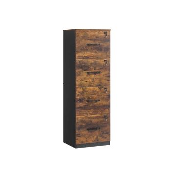 Dokumentų spinta VASAGLE, 3 užrakinami stalčiai, Ruda/juoda, 41 × 135,5 × 40 cm