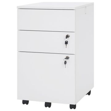 File cabinet, 3 drawers, White/black, 39.4 × 61 × 48.3 cm