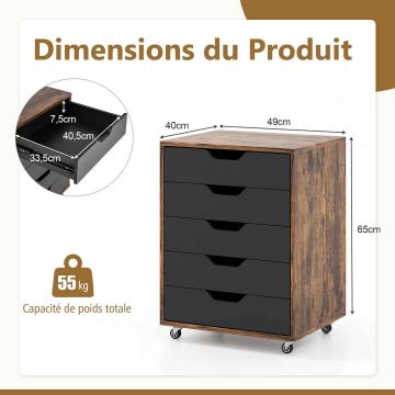 File cabinet, 5 drawers, 48 ​​× 65.5 × 39.5 cm