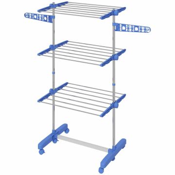 Сушилка для одежды Homcom 142x55x152см, серебристо-синяя