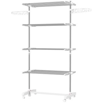 Сушилка для белья Homcom 142x55x172 см, серебристо-белая.