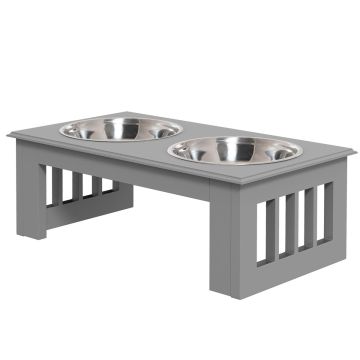 Миски с подставкой PawHut 44x24x15см, серый/серебристый цвет