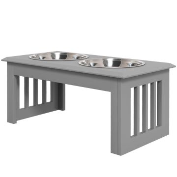 Миски с подставкой PawHut 58,4x30,5x25,4см, серый/серебристый цвет
