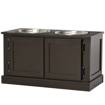 Миски с подставкой PawHut 60x30x34см, коричневые/серебристые