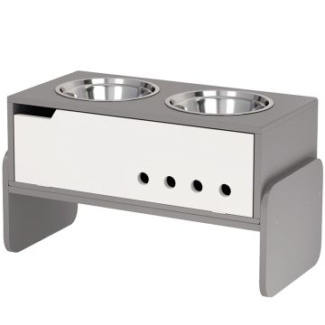 Миски с подставкой PawHut 62,5x30x36,5см, белого/серого цвета