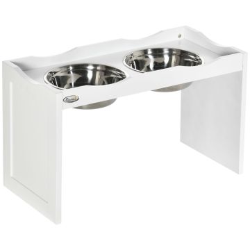 Миски с подставкой PawHut 63x30x38см, белый/серебристый