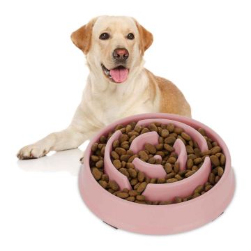 Dubenėlis nuo rijimo šunims Relaxdays, 1 vnt, Rožinis, 5 × 21 cm