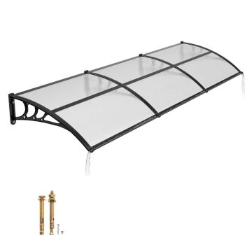 Door canopy VEVOR CZPC40X120T-C, With drainage, Transparent, 965 × 2975 × 275 mm