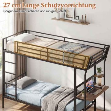 Bunk bed, with integrated desk and shelf, Black, 246 × 170 × 101 cm