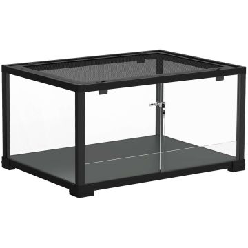 Double-locking reptile terrarium, 86 l, 60 x 45 x 32 cm, black